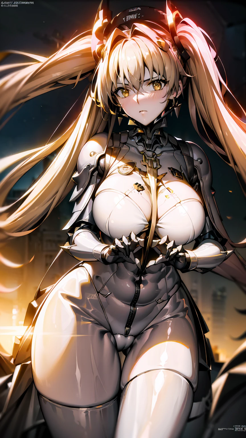 ((Very detailed)), punish the gray crow, officer, Perfect human hands, (big breasted:1.1),Masterpiece, Best Quality, ultra detailed, shiny shiny, bright light, ray tracing, High DefinitionR, depth of field, (Perfect face, detailed face, detailed eyes,perfect hands,perfect finger :1.2),8k,High Definition,Ultra realistic face,ray tracing,perfect lighting,Best Quality, ultra detailed, bright Eyes, (looking into the distance, Serious:1.1), ((1 girl:1.2)),cowboy shot,Thick,lined_Hair, two tails, ((yellow gradient Hair)),multicolored eyes, Gradient eyes, (bright Eyes:1.5), mask, (fashion makeup), (Chapped lips,blush, City, lights, evening, street, cars ,evening City:1.2),((Super detailed background)), dynamic poses, ((8K Wallpaper)), (mature woman), black thighs, gigantic sagging chest, sideways, ((mech armor:1.3)), (twintails), ((metal guantles:1.3))