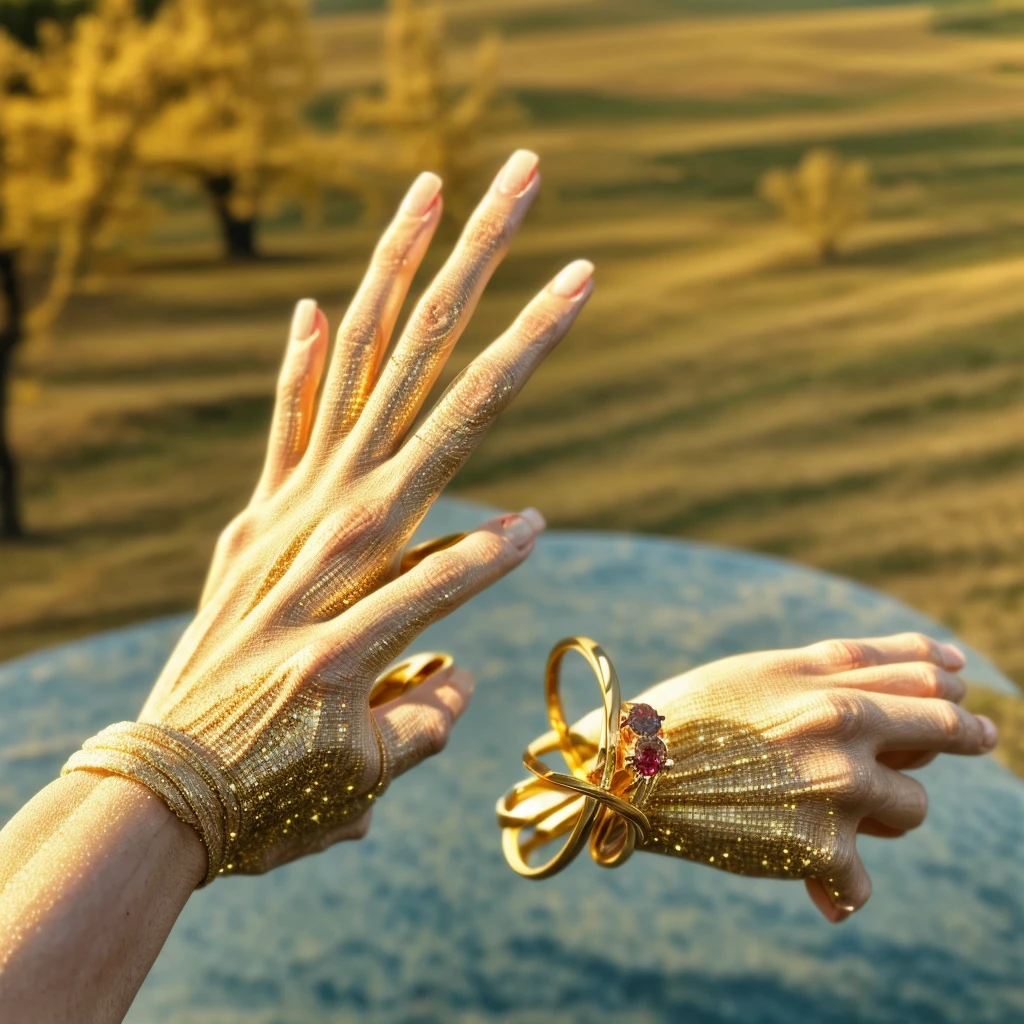 ring on table, landscape, no human, no people, no hands, no fingers, Masterpiece,highest quality,(Nothing but the ring),Beautiful ring, Ultra detailed,(No Man),Phoenix ring setting,starrysky,Wrapped around the end from beginning to end,Delicate gold ring,Starry sky in the ring,The sheen,inverted image,Sparkling gemstones,Elegant and noble,simple backgound