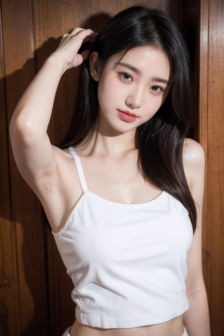 (best quality,4K,8k,high resolution,masterpiece:1.2), Super detailed, (Practical,photoPractical,photo-Practical:1.37),(Beautiful and delicate eyes, Beautiful and delicate lips, Extremely detailed eyes and face, Long eyelashes),Studio Lighting,Physically Based Rendering,Bright colors,(Big , Super big , super extra Big tits),(short hair),(Friendly Smile),(earrings, Maid costume),(soft light),(romantic atmosphere),(full frame portrait), naked portrait, nude photography, shiny nipple, show armpit