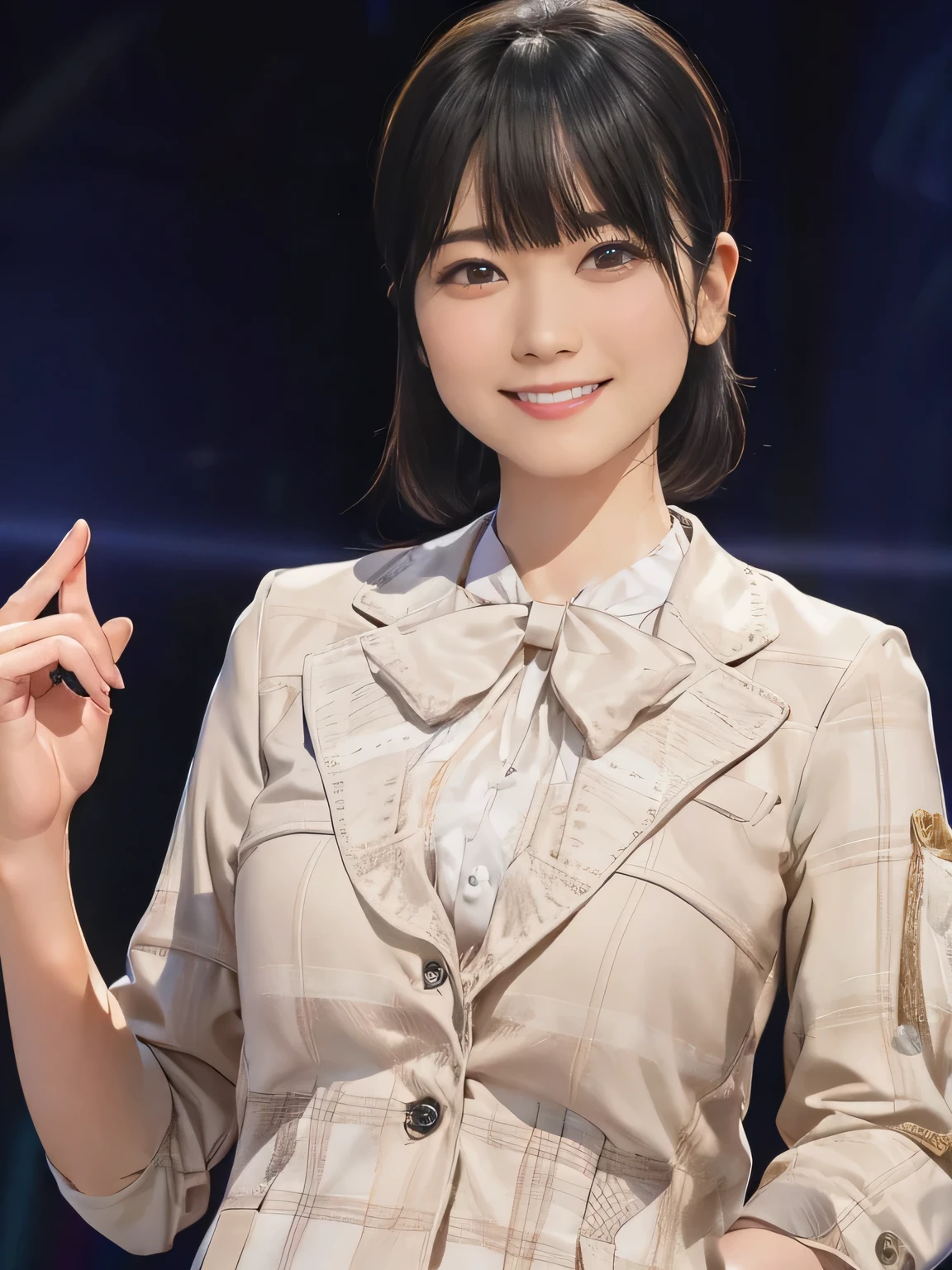 raw photo, 1girl, cute face, beautiful face, medium breast, White blouse, light smile, Upper body, detailed skin, pore, simple background, frontal face, wallpaper, photorealistic, anatomically correct, masterpiece, best quality, UHD