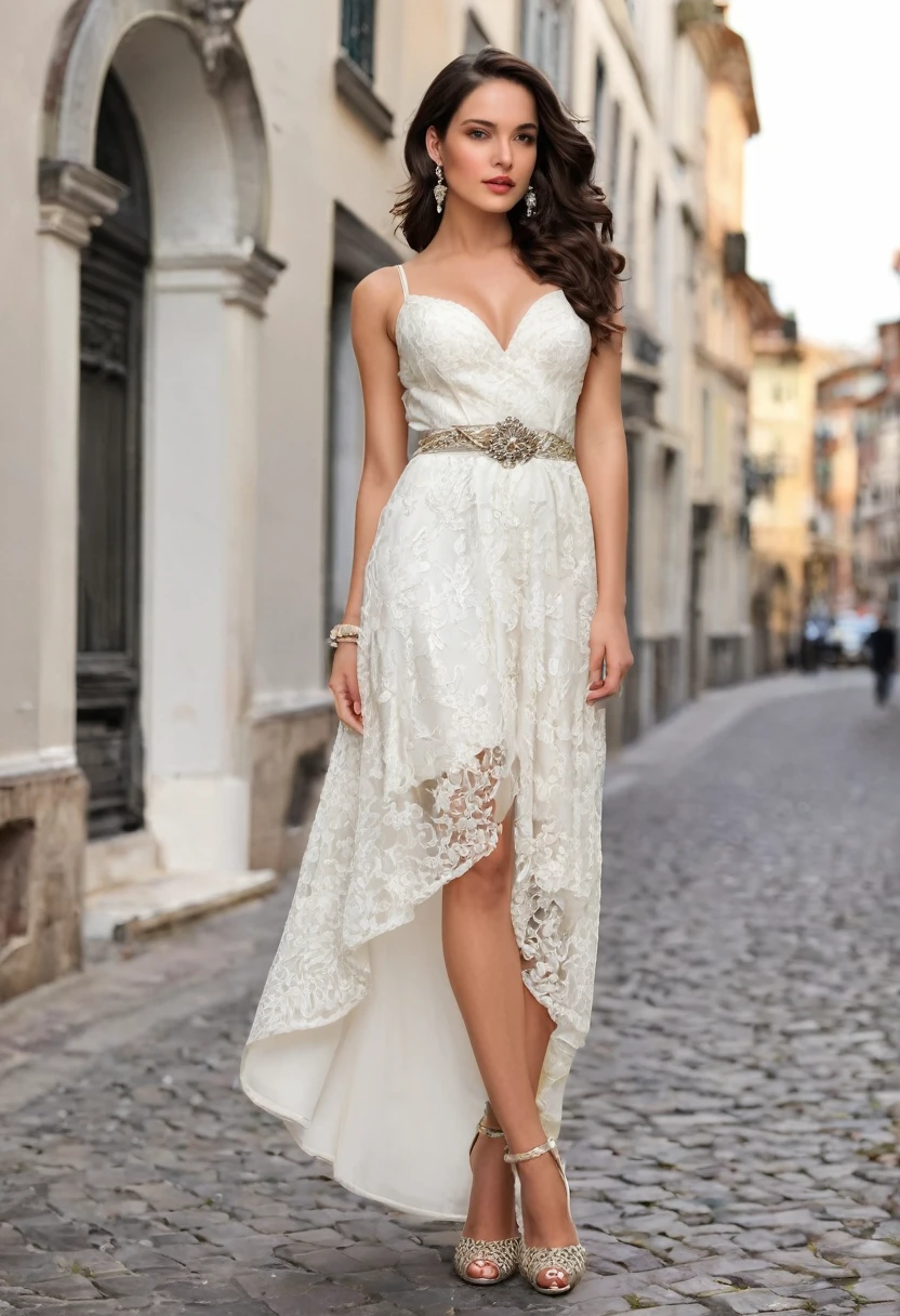Romantic style, beautiful woman, beautiful accessories, full length, real,