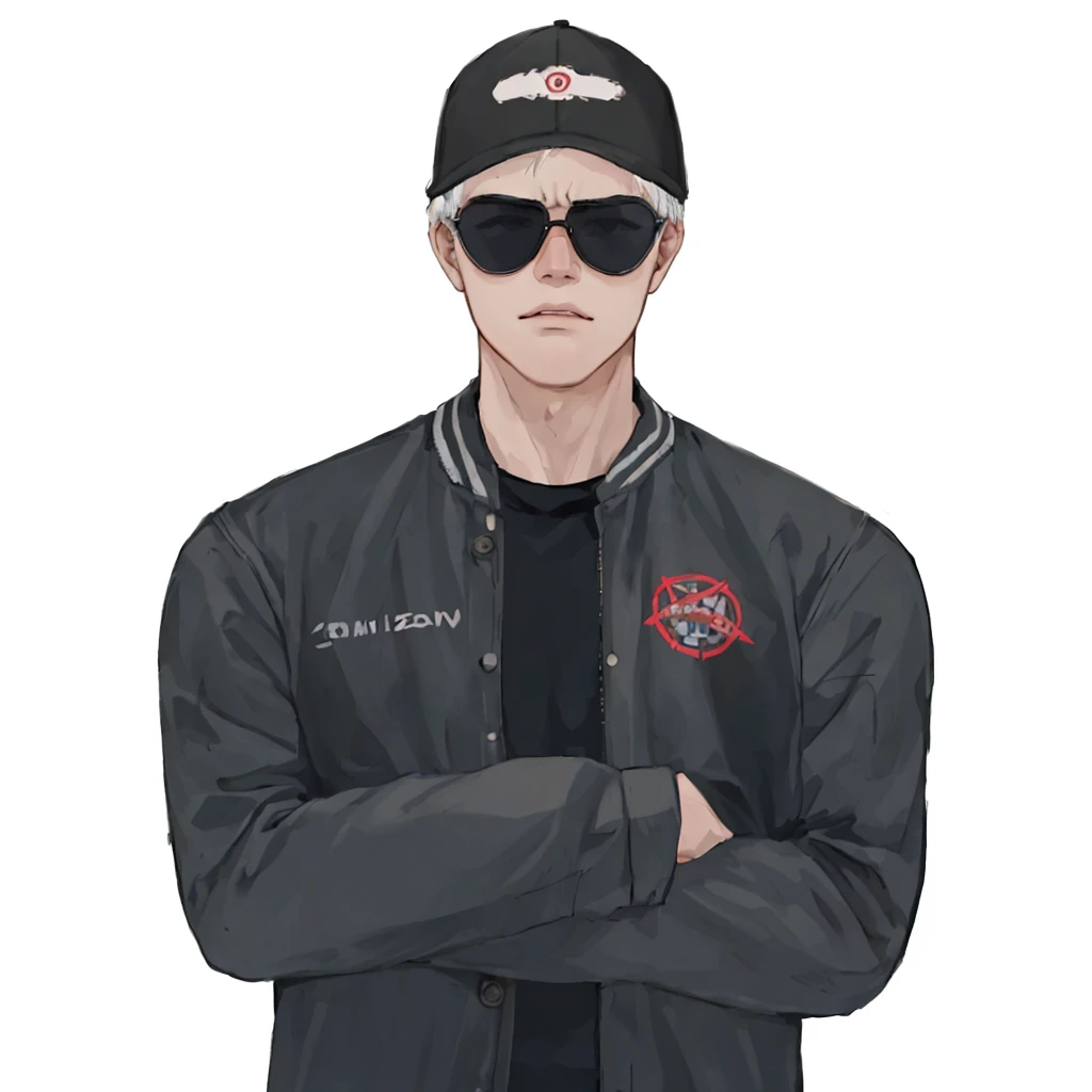 (masterpiece:1.2, best quality), (1men, solo, upper body:1.2),angry face,Hair: buzz cut, Clothing: oversized, distressed denim jacket with patches and pins, paired with black skinny jeans and combat boots, Hanging out in an underground music venue or street art exhibit