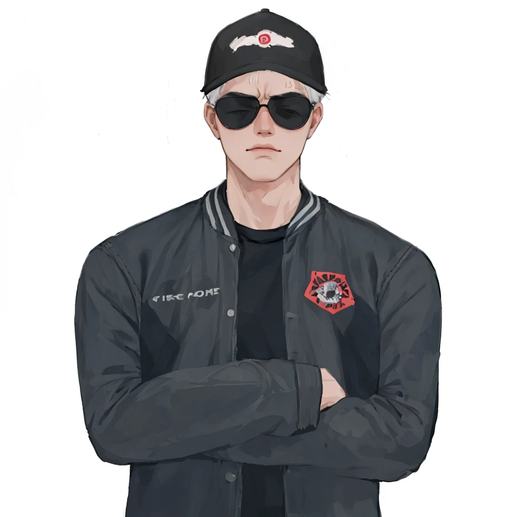 (masterpiece:1.2, best quality), (1men, solo, upper body:1.2),angry face,Hair: buzz cut, Clothing: oversized, distressed denim jacket with patches and pins, paired with black skinny jeans and combat boots, Hanging out in an underground music venue or street art exhibit