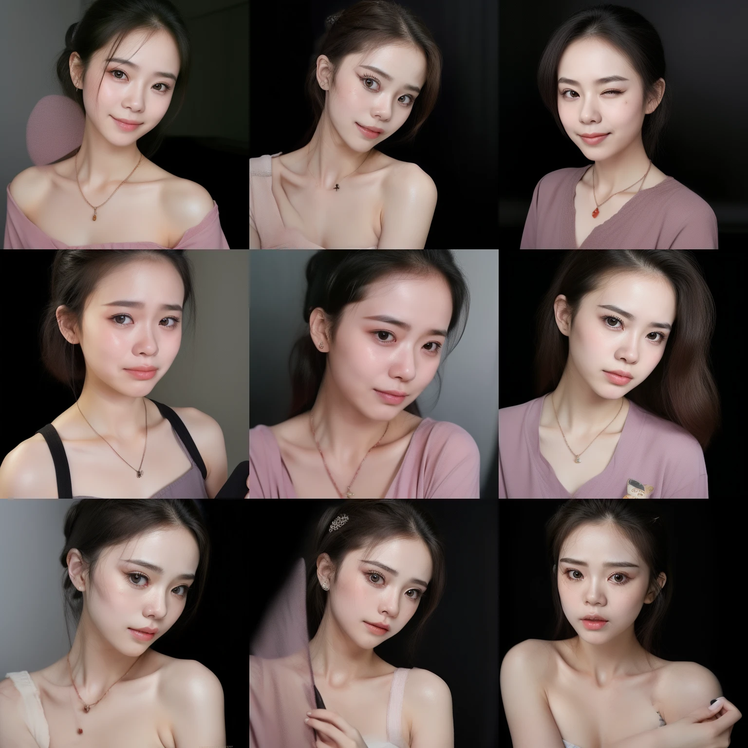 Teen Model Group Photo Collection、teens girl、semi nude、Wearing a shirt、collage、Pose of your choice、​masterpiece、Artistic lighting、Detailed shading、highcontrast、top-quality、Top image quality