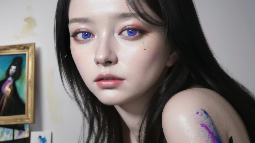 Android Beauty, Powerful paintings inspired by Francis Bacon, Ultra-realistic surrealism, Hyperrealism, fear, art, hyper real painting, Realistic illustration painting, カラフルなHyperrealism, Hyper-realistic digital art