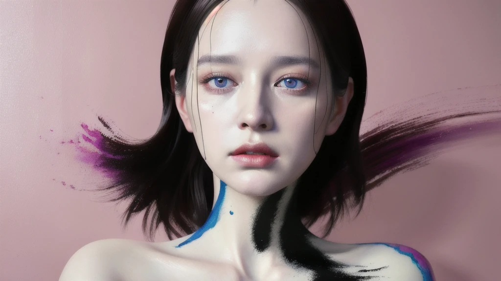 Android Beauty, Powerful paintings inspired by Francis Bacon, Ultra-realistic surrealism, Hyperrealism, fear, art, hyper real painting, Realistic illustration painting, カラフルなHyperrealism, Hyper-realistic digital art