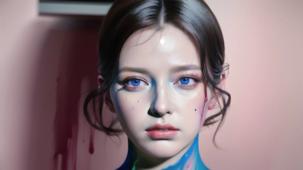 Android Beauty, Powerful paintings inspired by Francis Bacon, Ultra-realistic surrealism, Hyperrealism, fear, art, hyper real painting, Realistic illustration painting, カラフルなHyperrealism, Hyper-realistic digital art