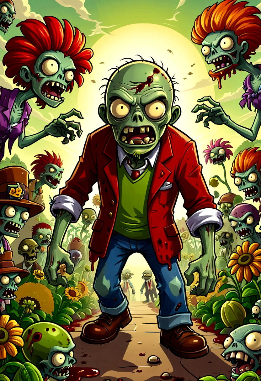 Plants vs. Zombies，game，fear，bloody，Old，Zombies，Art Illustration，