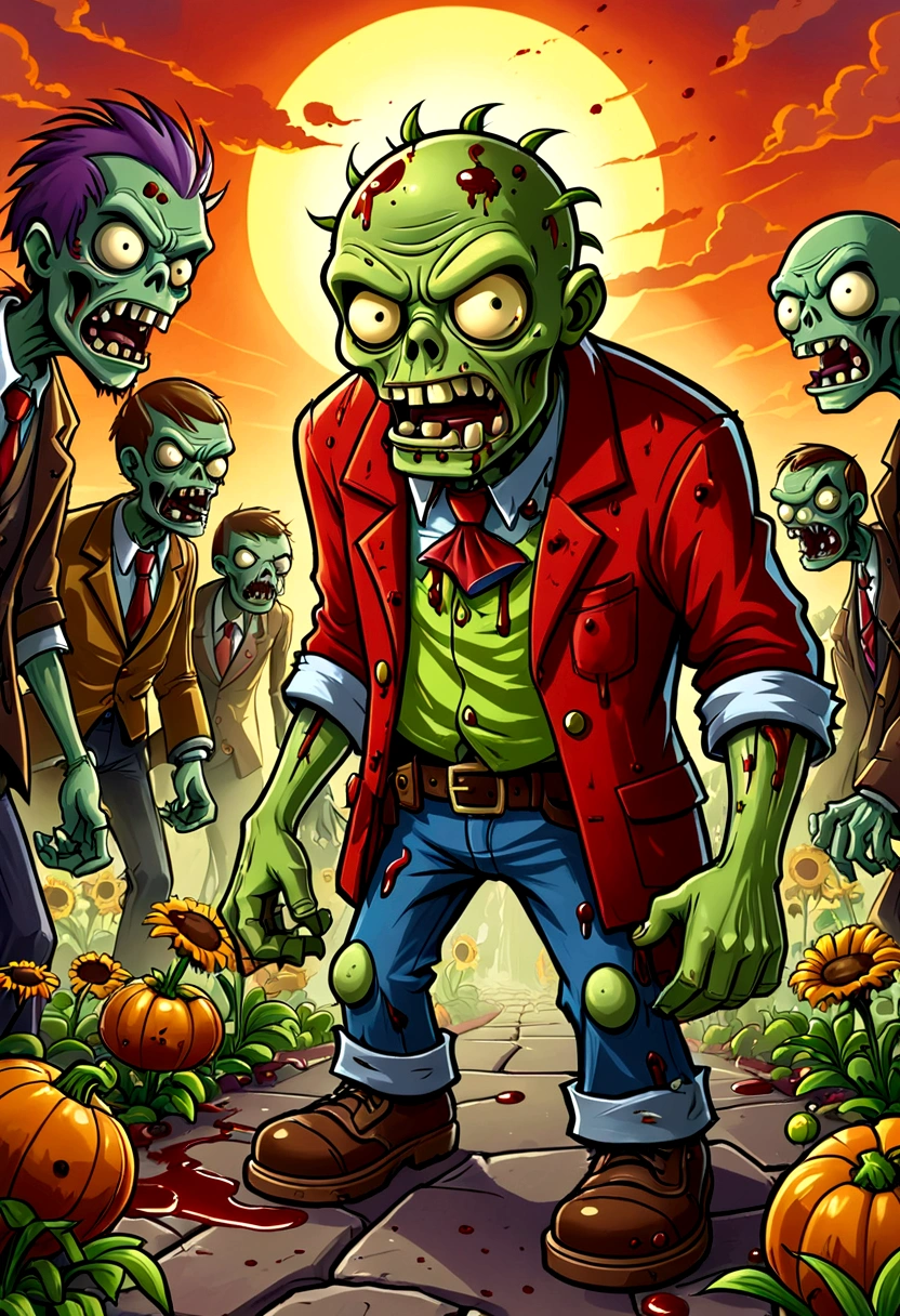 Plants vs. Zombies,game,fear,bloody,Old,Zombies,Art Illustration,