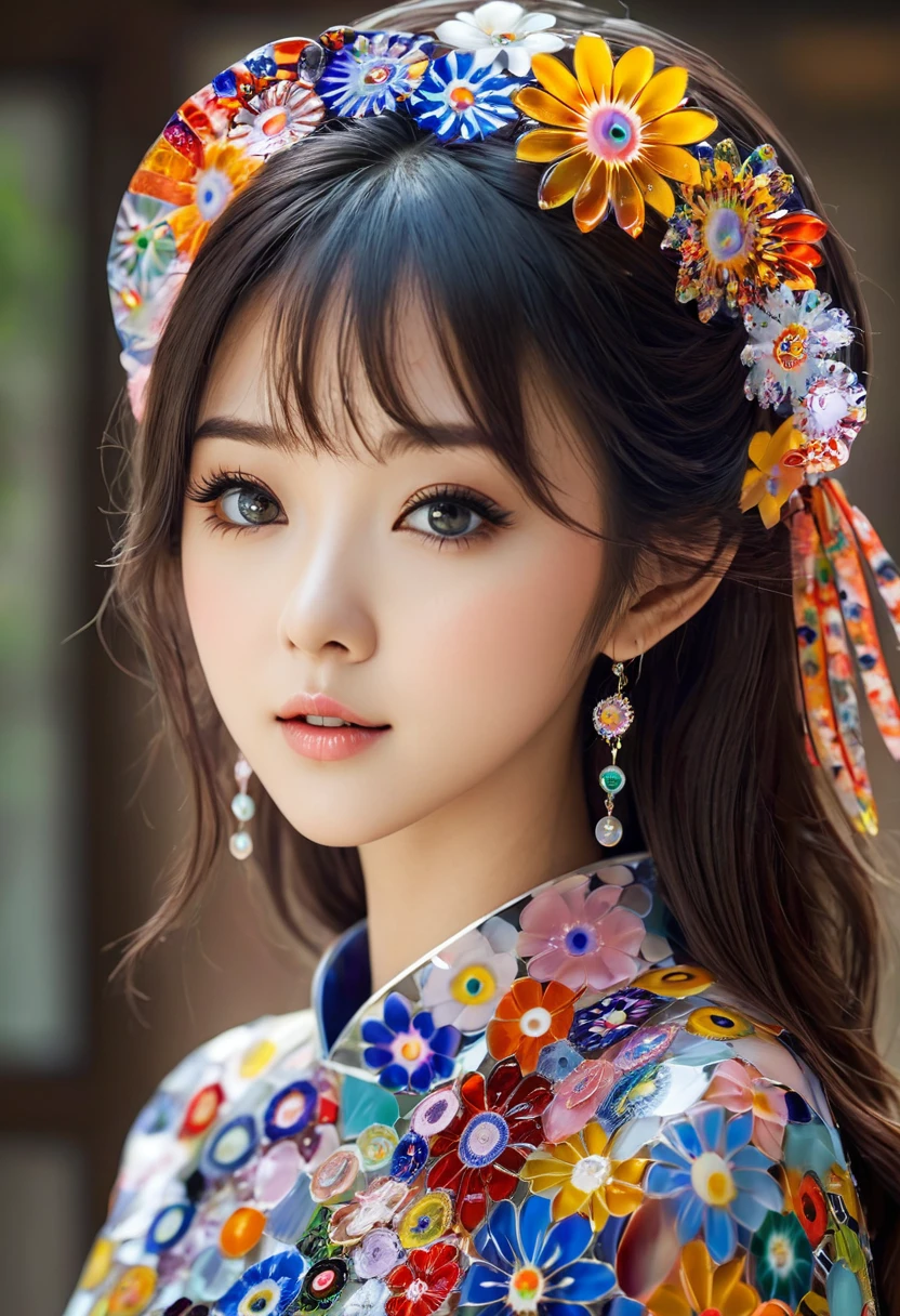 Practical ,masterpiece, best quality, girl, Miss, high resolution, portrait, photo_Light, {{}}, ulzzang-6500-v1.1:0.8,Millefiori glass style