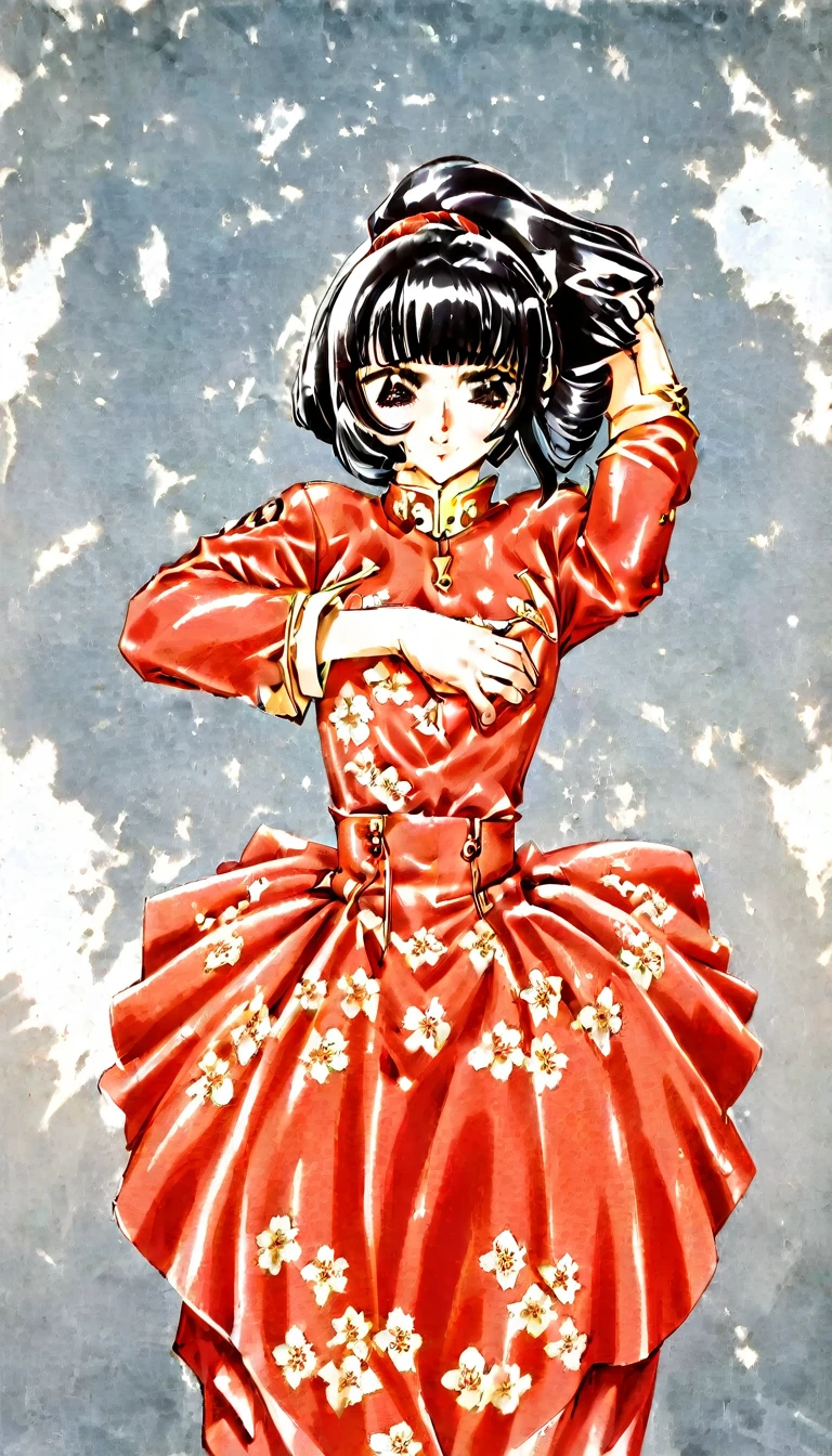 A tragic historical drama in 8k live-action style: Beautiful palace secrets　Beautiful 10 year old Chinese Kung Fu girl princess with short black hair has very rough unwanted sex with old man emperor　Gorgeous embroidery, Ultra glossy, She is wearing a shiny red top and bottom long sleeve floral kung fu suit....　　Her clothes were forcibly torn off by the old man, exposing her genitals.　