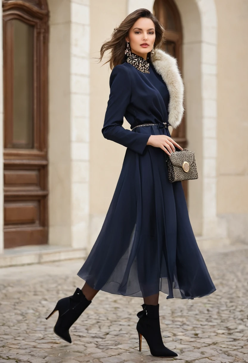 Romantic style, beautiful woman, beautiful accessories, full length, real,