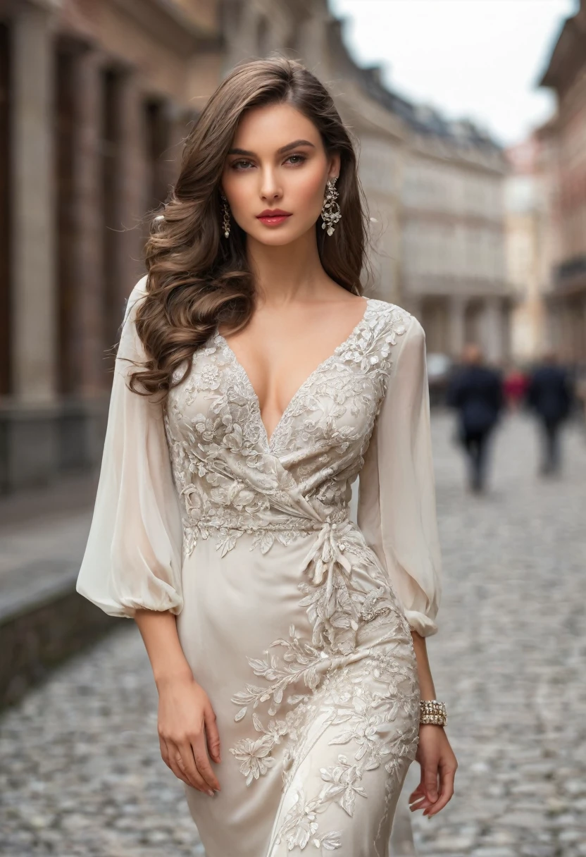 Romantic style, beautiful woman, beautiful accessories, full length, real,