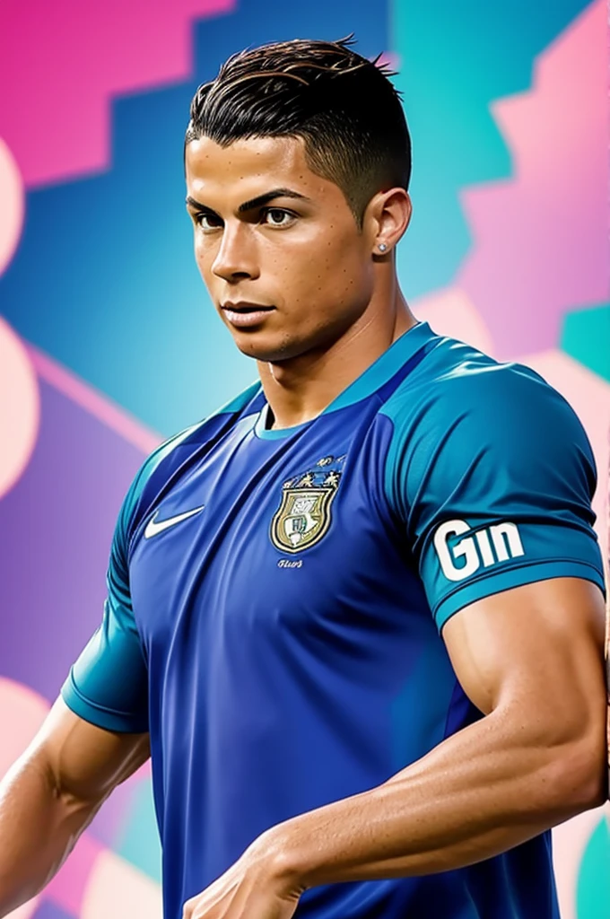 Make a Ronaldo photo in a color full huddi anime
