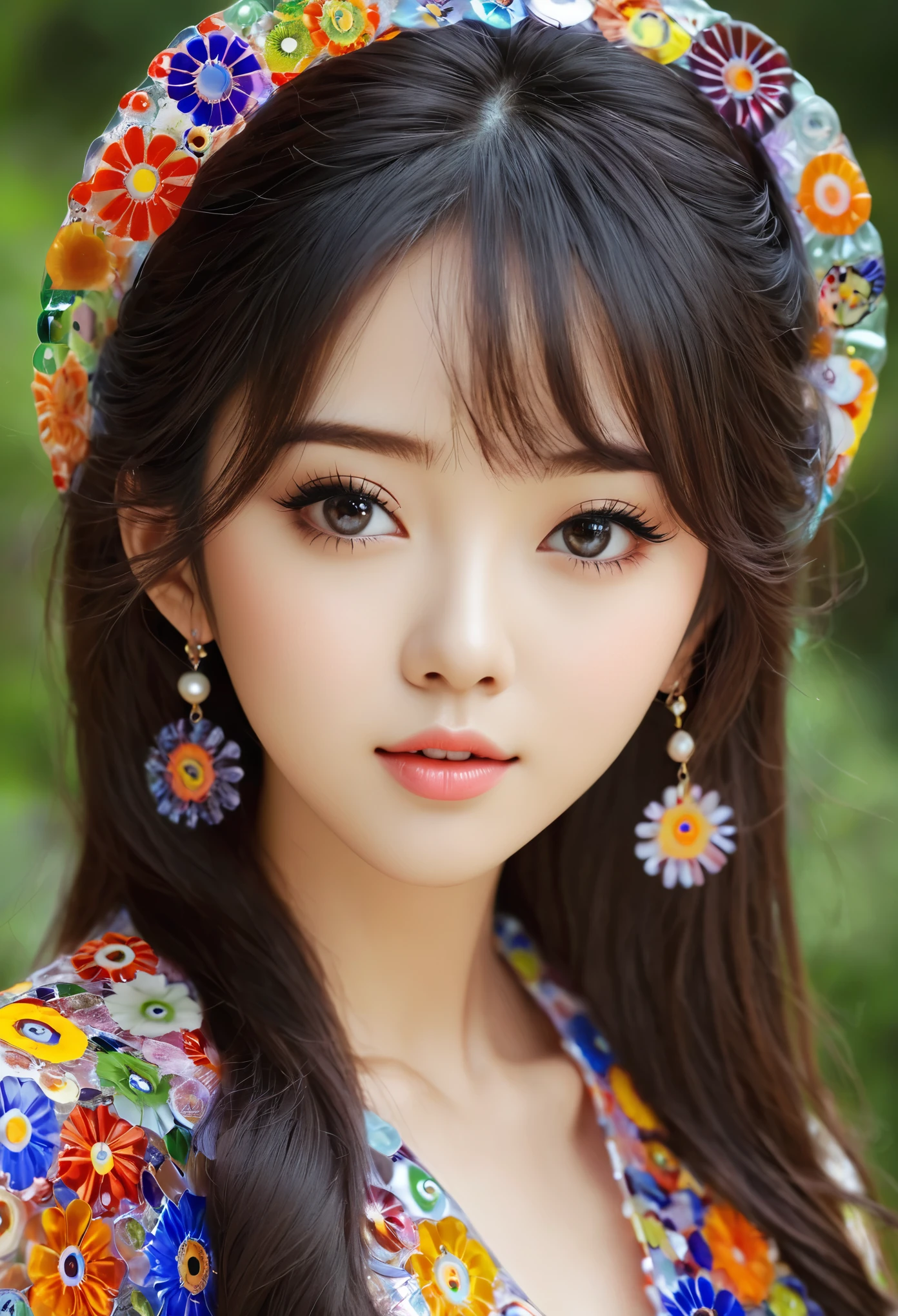 Practical ,masterpiece, best quality, girl, Miss, high resolution, portrait, photo_Light, {{}}, ulzzang-6500-v1.1:0.8,Millefiori glass style