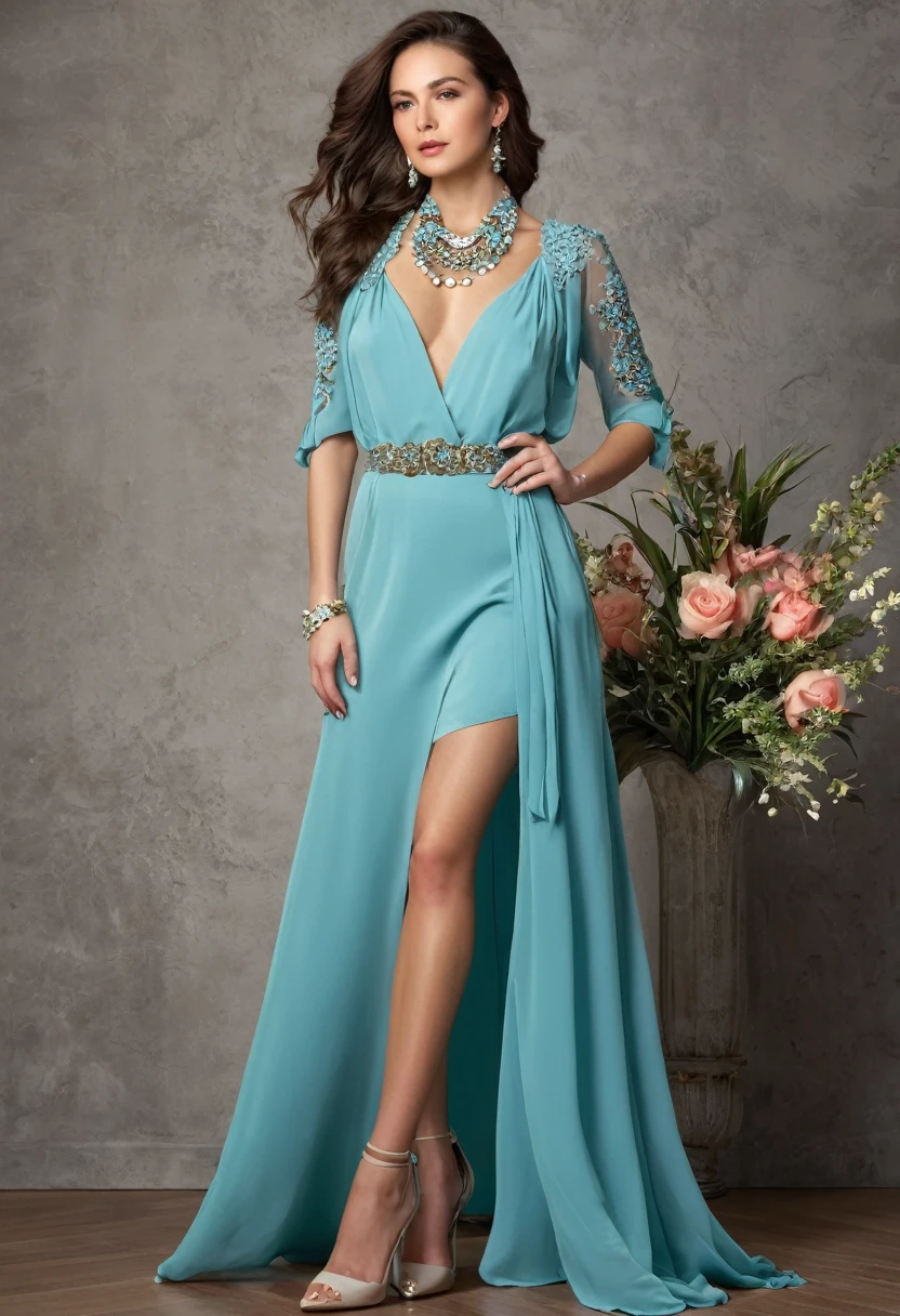 Romantic style, beautiful woman, beautiful accessories, full length, real,