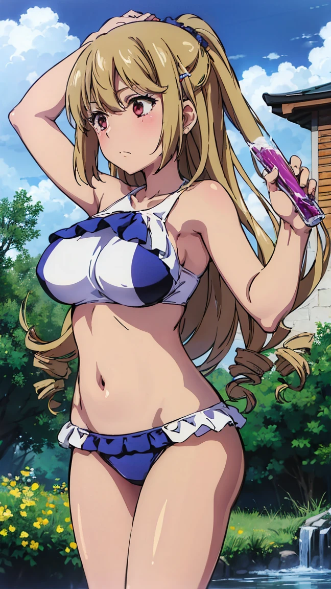(masterpiece, Highest quality, Highest quality, Official Art, beautifully、aesthetic:1.2), (One girl), Very detailed、Embarrassed face、Big Breasts、Swimsuit