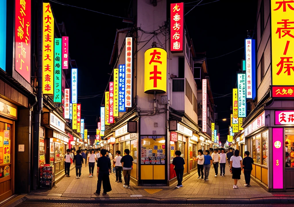 create a background for an 8-bit japanese street night music video related anime style