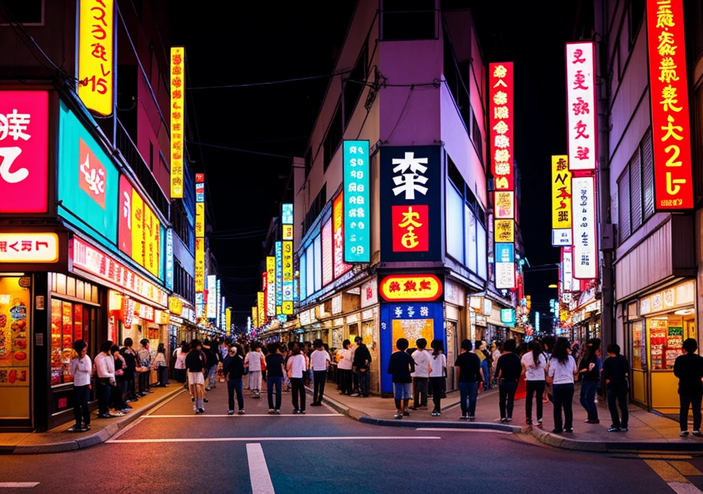 create a background for a 16-bit japanese street night music video related anime style