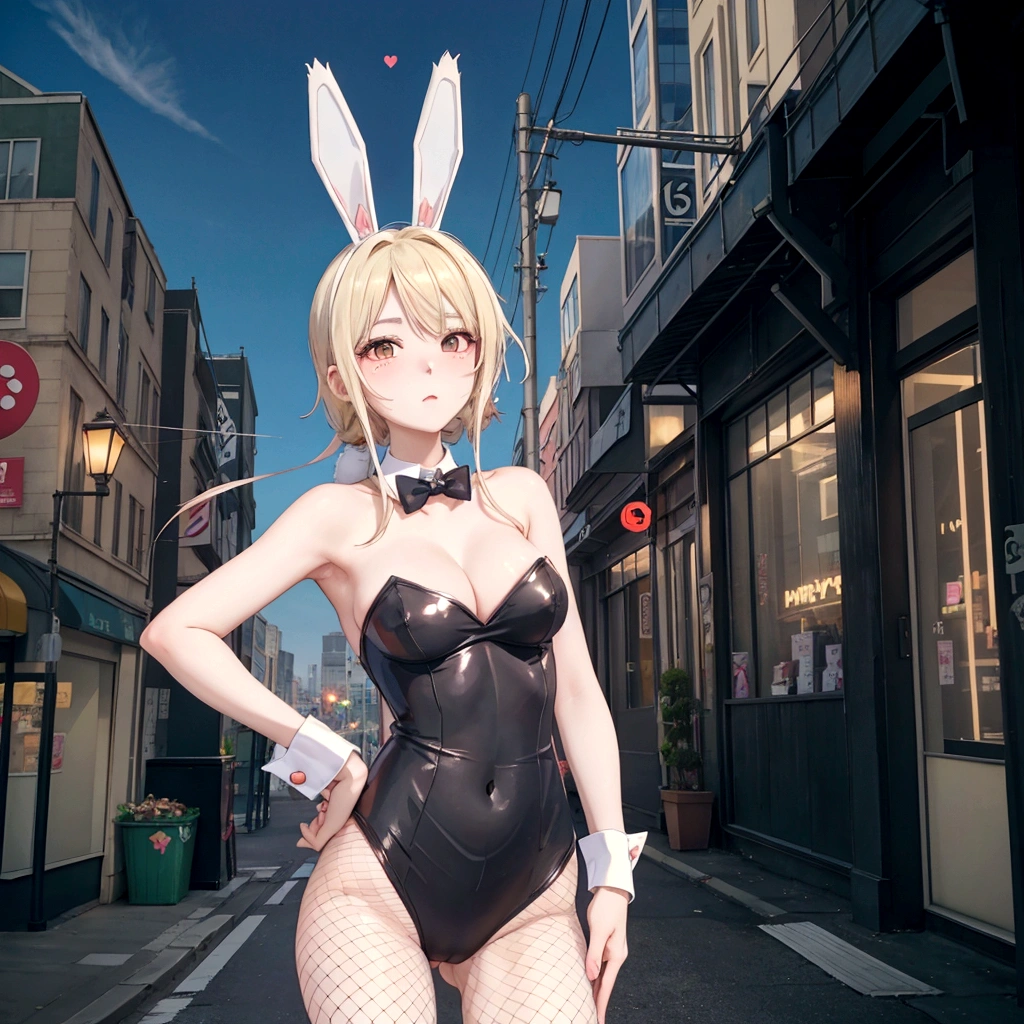 Sharp Eyes、anime character Bunny ears付き and a black bodysuit standing in a city street, Fishnet tights、Bunny girl, サイバネティックなBunny earsを着けている, Playboy Bunny, Bunny ears付き, Bunny Punk, with big Bunny ears, Bunny Suit, Lola Bunny fan art, with long floppy Bunny ears, Kagamine Rin, Bunny ears, Playboy Style, thug_character, wearing a Bunny Suit