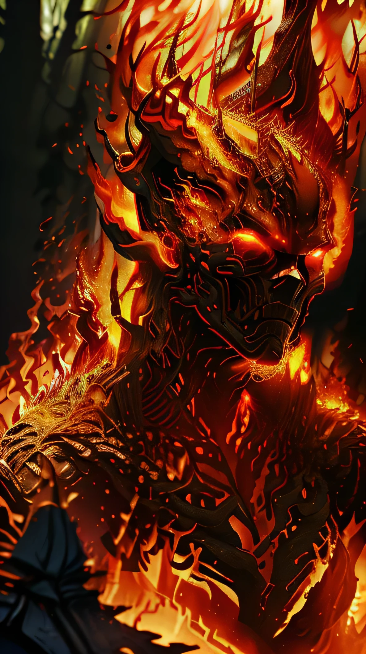 landsacape, fire, epic work of art, forest on fire, realistic fantasy illustrations, Overnight stay, beautiful wallpaper, epic movie cover, epic realistic 3d style, Advanced Digital 4K Wallpaper, wallpaper, 4 K wallpaper, realistic 8k, epic artwork, 4 K, Realistic Ultra HD, wallpaper, Artistic style of Luis Royo, red lens flare