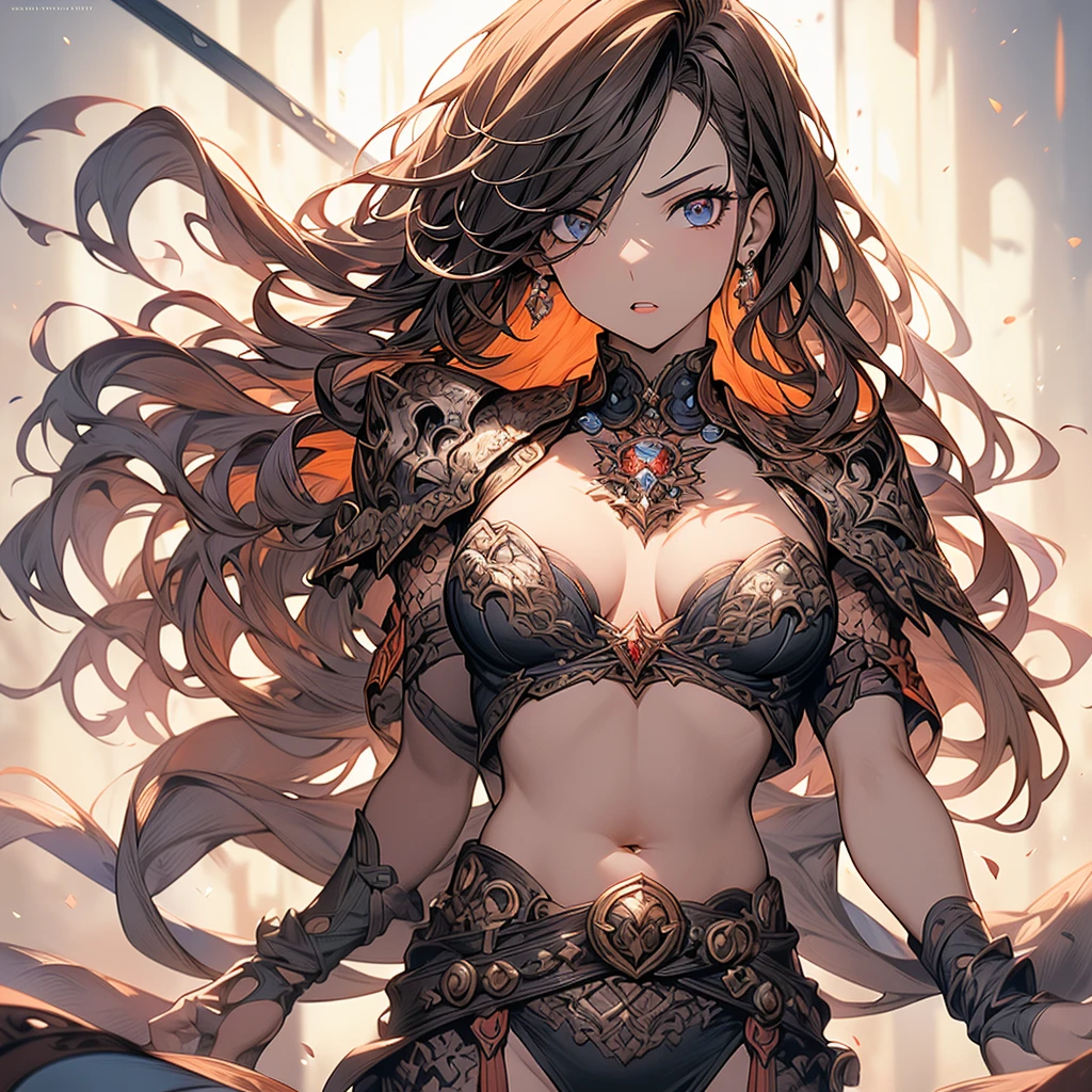 (Highest quality)),(Ultra-high resolution),(Ultra-detailed),(Detailed depiction),((Best Anime)),(A masterpiece),Sharpness,Claire,Ultra-precise art,modern art, (Devilish beauty),Glamorous Body,Small waist,belly button,((Fascinating Fashion)),choker,Chain Accessories,Earrings