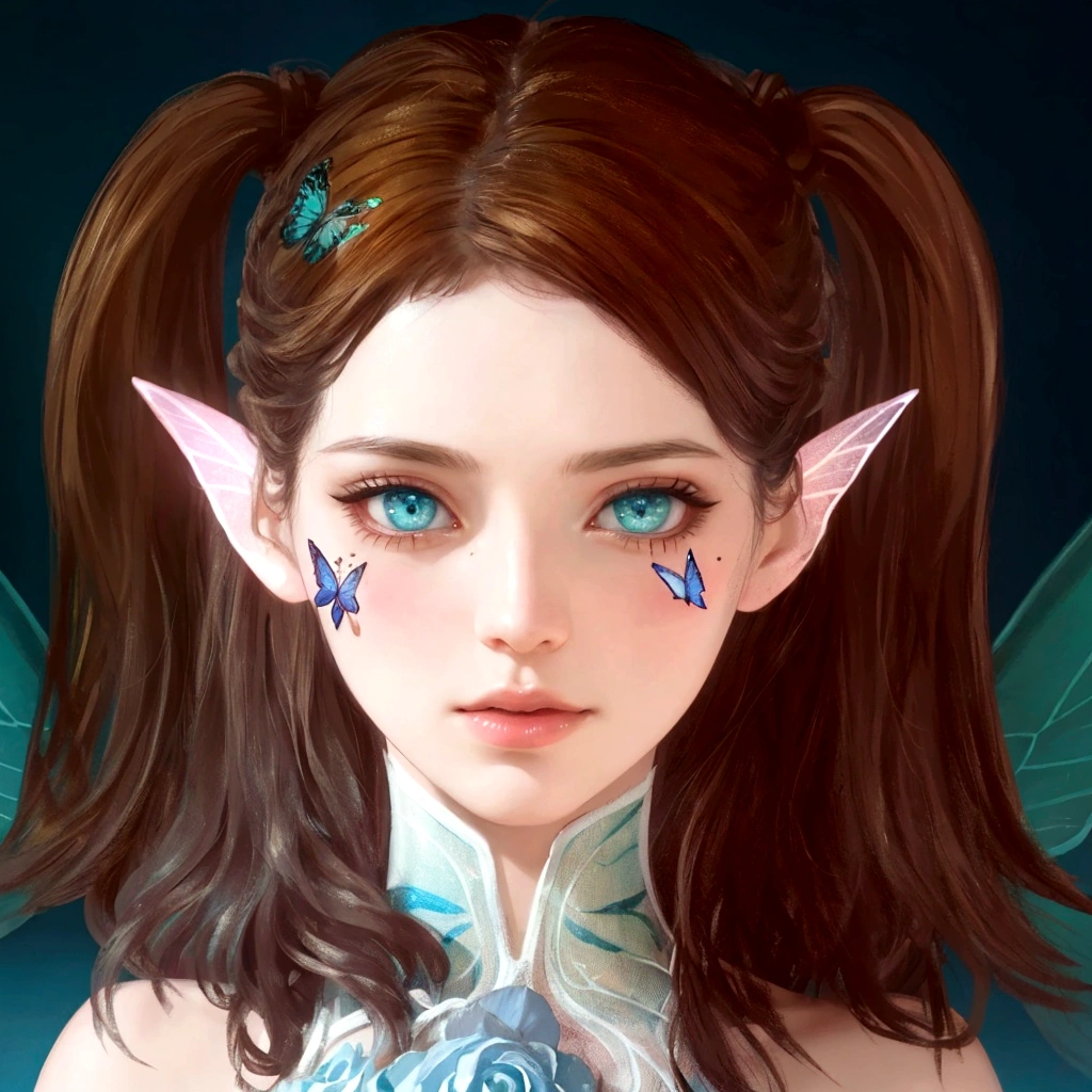beautiful fantasy eye, beautiful fairy portrait,flower tattoo, butterfly decor, fantasy concept,pretty girl face,photo realism, cinematic rendering, ray tracing, highest quality, highest detail, Cinematic,8K, Ultra-HD, Natural Lighting, Moody Lighting, Cinematic Lighting