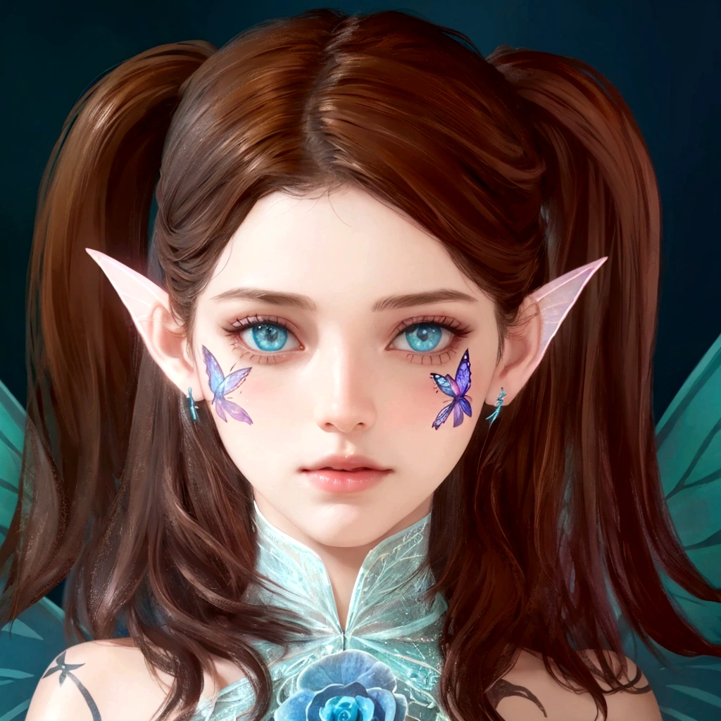 beautiful fantasy eye, beautiful fairy portrait,flower tattoo, butterfly decor, fantasy concept,pretty girl face,photo realism, cinematic rendering, ray tracing, highest quality, highest detail, Cinematic,8K, Ultra-HD, Natural Lighting, Moody Lighting, Cinematic Lighting