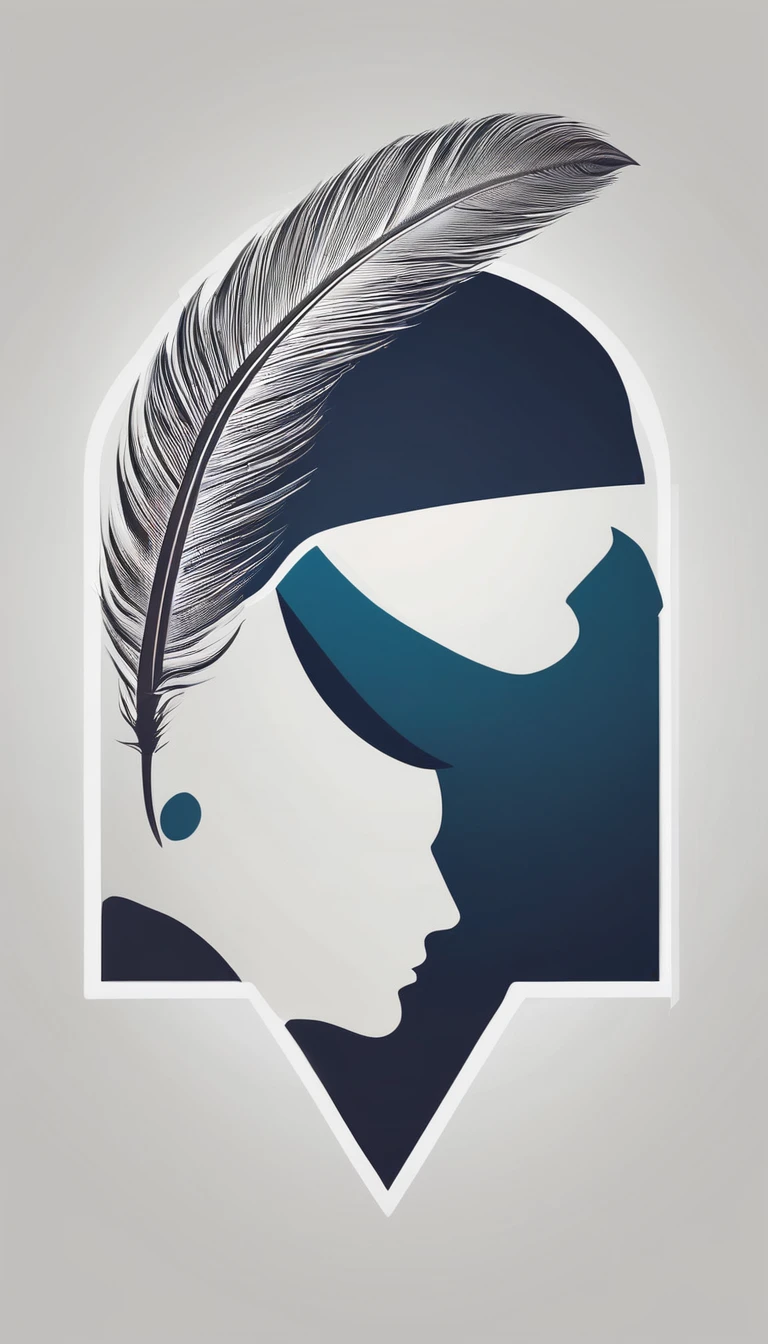 Create a minimal, modern, simple, inspirational, memorable, dream like icon design of a boy and a feather for the brand“Penamemoria".