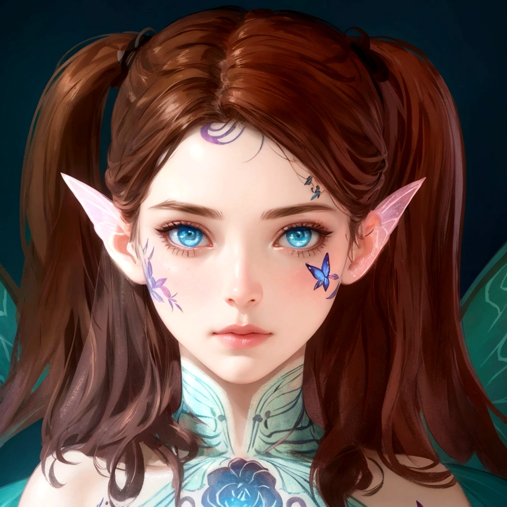 beautiful fantasy eye, beautiful fairy portrait,flower tattoo, butterfly decor, fantasy concept,pretty girl face,photo realism, cinematic rendering, ray tracing, highest quality, highest detail, Cinematic,8K, Ultra-HD, Natural Lighting, Moody Lighting, Cinematic Lighting