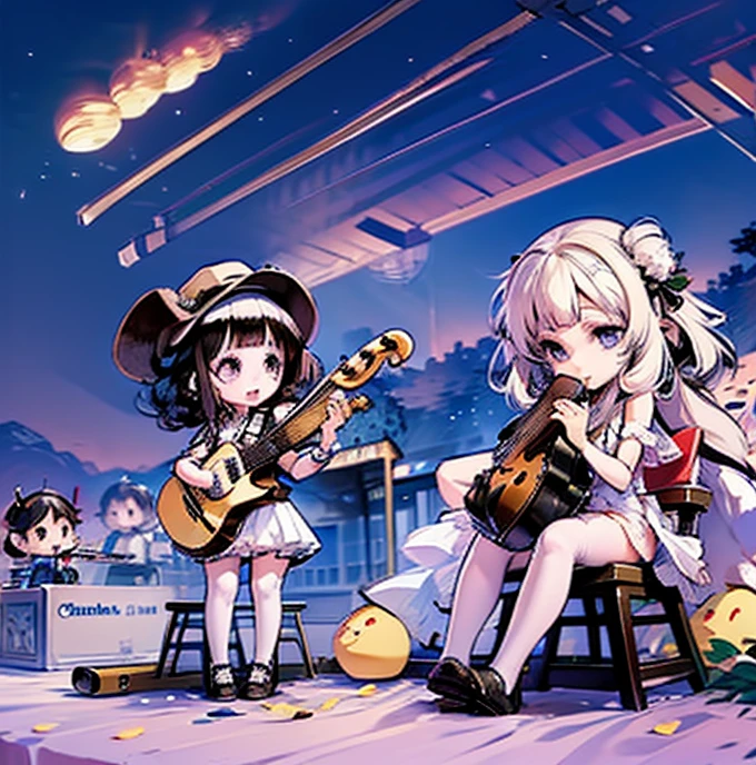 ​masterpiece、top-quality、ultra-detailliert、(Chibi Chara　musicians:1.2)、(Artist Photography Flavor Images:1.2)、band vocals、