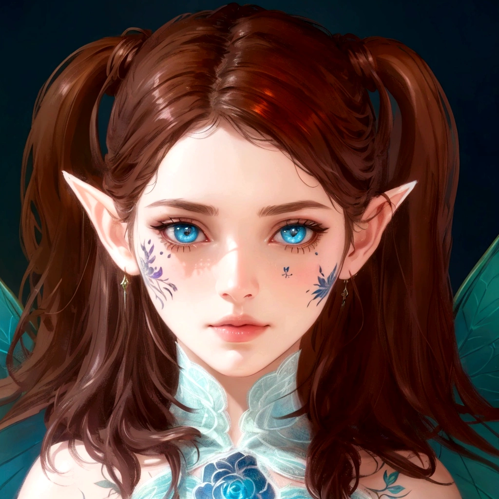 beautiful fantasy eye, beautiful fairy portrait,flower tattoo, fantasy concept,pretty girl face,photo realism, cinematic rendering, ray tracing, highest quality, highest detail, Cinematic,8K, Ultra-HD, Natural Lighting, Moody Lighting, Cinematic Lighting