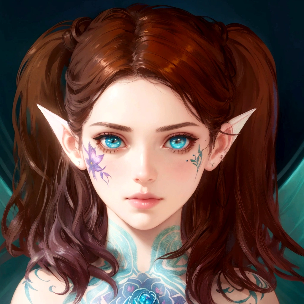 beautiful fantasy eye, beautiful fairy portrait,flower tattoo, fantasy concept,pretty girl face,photo realism, cinematic rendering, ray tracing, highest quality, highest detail, Cinematic,8K, Ultra-HD, Natural Lighting, Moody Lighting, Cinematic Lighting