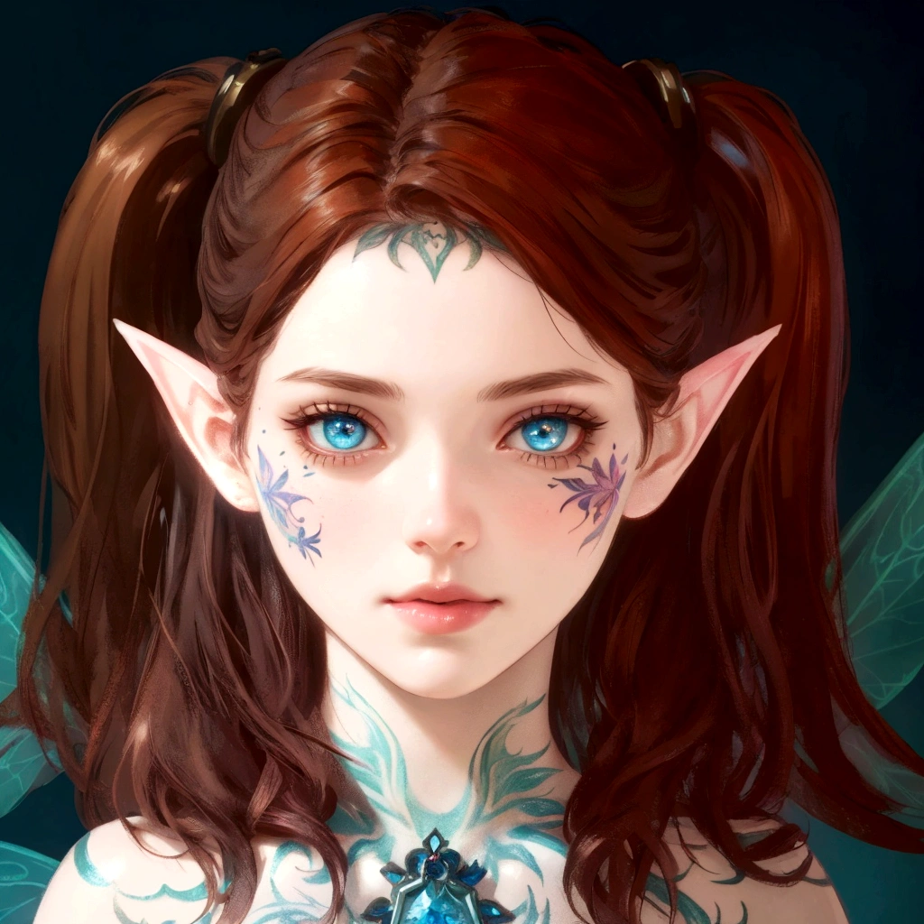beautiful fantasy eye, beautiful fairy portrait,flower tattoo, fantasy concept,pretty girl face,photo realism, cinematic rendering, ray tracing, highest quality, highest detail, Cinematic,8K, Ultra-HD, Natural Lighting, Moody Lighting, Cinematic Lighting