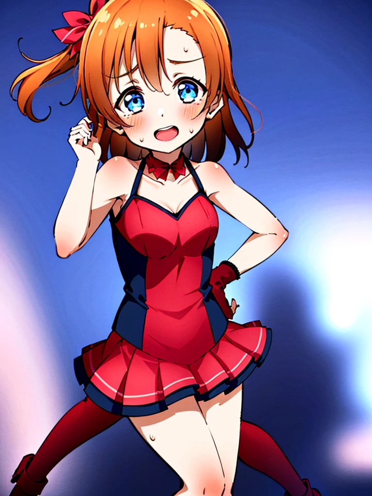 score_9, score_8_superior, score_7_superior, sauce_anime, evaluation_Safety, , anime screencap, anime coloring, , View your viewers, , One girl, alone, bald_Blendy, Redhead, blue eyes, ribbon, hair ribbon, Twin tails, short Twin tails, superiorper body, concert, stage, stage lights, Idol, Day,  Embarrassing, Red nose, Clown costume, Tied up with rope,Gagged Lying,Struggling,