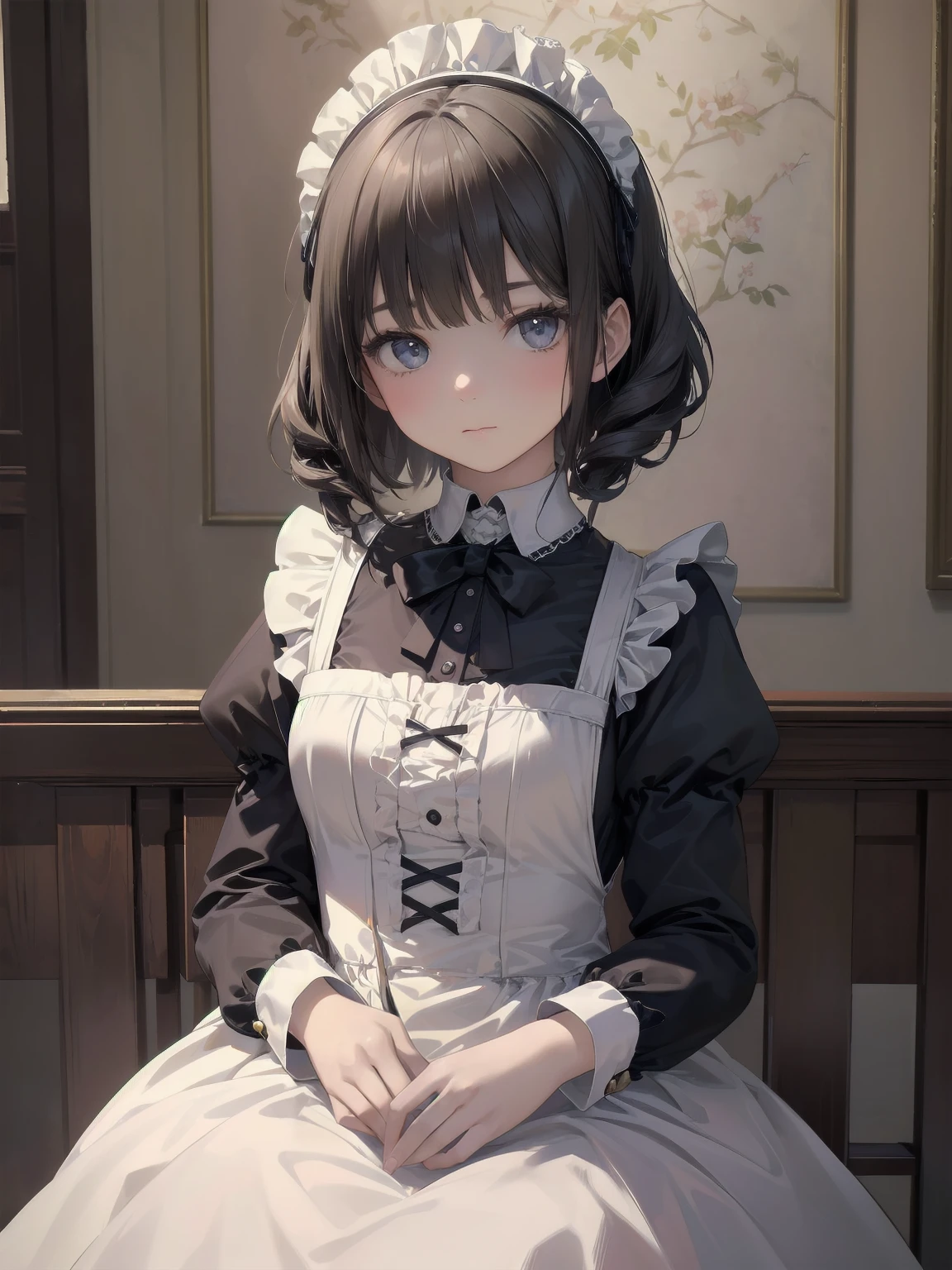 (Highest quality、16K、masterpiece、Ultra-high resolution、Victorian era、Photorealistic:1.2)、A delicate Lolita girl, aged 13、Loli Maid、