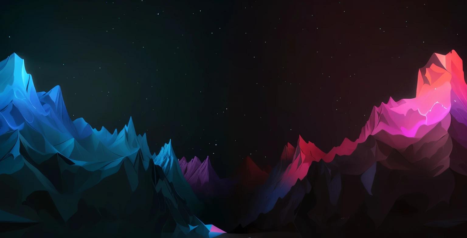 Colorful abstract background,There are mountains and stars and the moon, 4k highly detailed digital art, Low Poly digital art, Gorgeous background, Cool and smooth space colors, space fractal gradient, 4K HD illustration wallpaper, Low Poly图形, 8k HD Wallpaper Digital Art, 4K Fine Digital Art, High Poly, Low Poly, Neon Universe