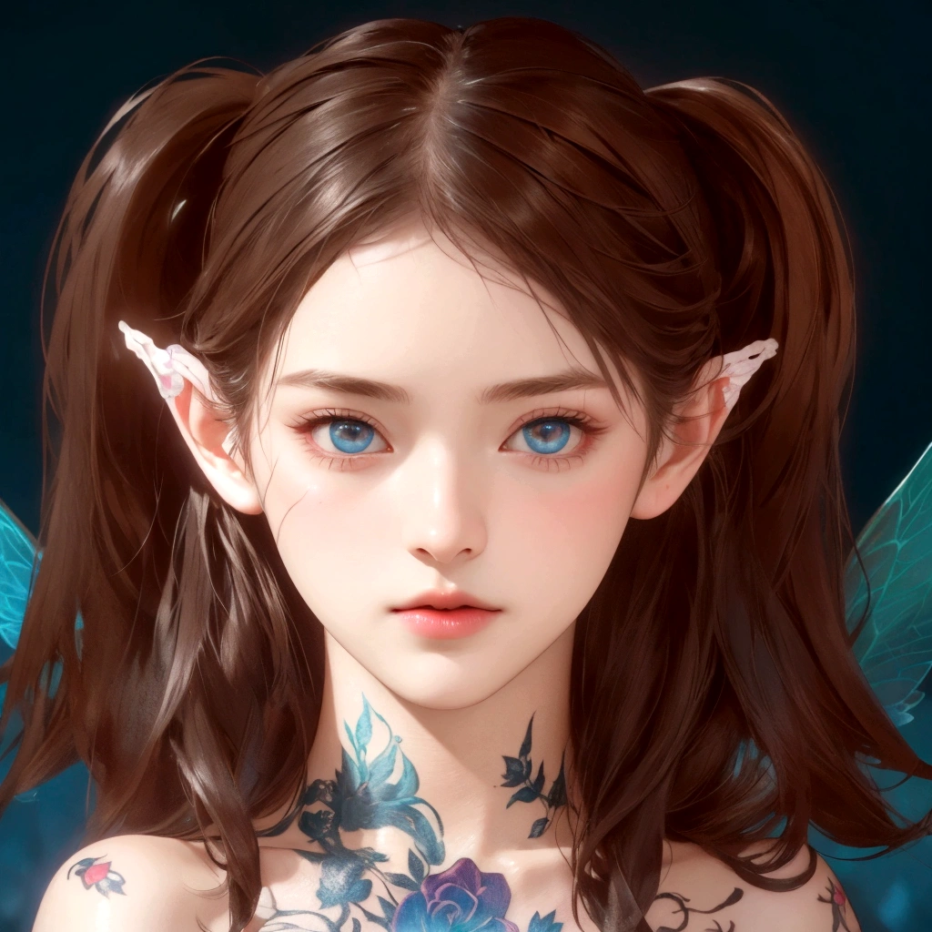 beautiful fantasy eye, beautiful fairy portrait,flower tattoo, fantasy concept,pretty girl face,photo realism, cinematic rendering, ray tracing, highest quality, highest detail, Cinematic,8K, Ultra-HD, Natural Lighting, Moody Lighting, Cinematic Lighting