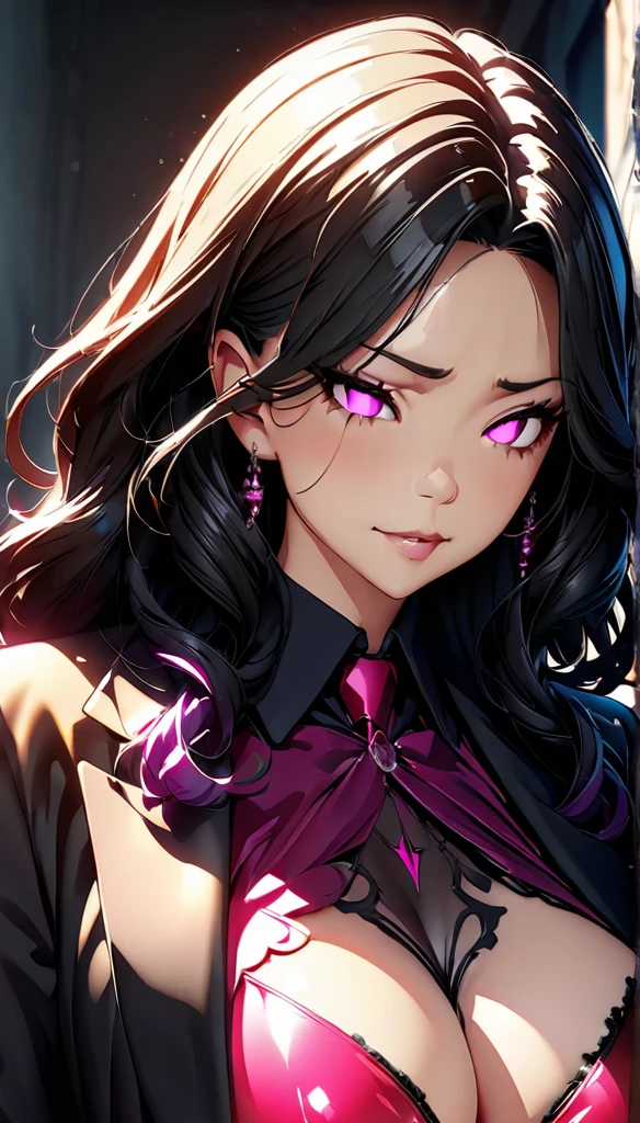 (highest quality:1.2,evil lady,cg, Very detailed, High Detail, digital coloring, High Contrast, masterpiece:1.2,suits, highest quality, Best aesthetics),(highest quality:1.2,evil lady,cg, Very detailed, High Detail, digital coloring, High Contrast, masterpiece:1.2, highest quality, Best aesthetics), 8k,masterpiece, cute,tall,beautiful,best quality, 1lady,black hair,long hair,empty eyes, (finely detailed glowing eyes and detailed face),,,,extremely detailed cg unity 8k wallpaper,solo,(latex military costume:0.9),large breasts,seductive smile,military hat,latex thighhigh,large breasts,black hair,pink eyes,pink leotard,pantyhose,military coat,enamel suits,grossy lips,sitting,,sadistic smile,,heel,shiny skin,military coat,detailed face,beautiful body,full-body,adult,leotard,show me breasts,sadistic,seductive smile,enamel leotard,latex,