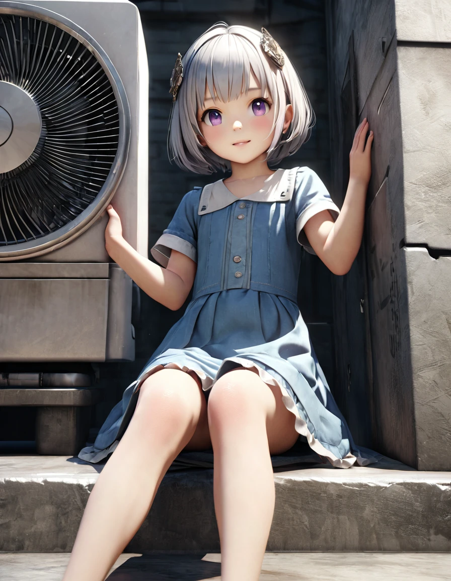 masterpiece, Highest quality, Very detailed, High resolution, An expensive solution, High resolution, 4K, 8K, unity 8k wallpaper, Very detailed CG, masterpiece, Realistic, 2d, 3d, Beautiful details, depth, Fine texture, Super quality: 1.3, Fully focused, Crispy.skin, .he, Very cute anime girl about 3 years old, Expensive silver short hair, Girl about 3 years old, alone, pretty blue dress, expensive, blush, mole, Part your lips, hair ornaments, heart, Purple eyes、Hold a condom in your mouth、A defiant smile、Lifting her skirt, a dark alley、Sit on the air conditioner&#39;s outdoor unit, hyper-pregnant ****, short stature, elementary school student 