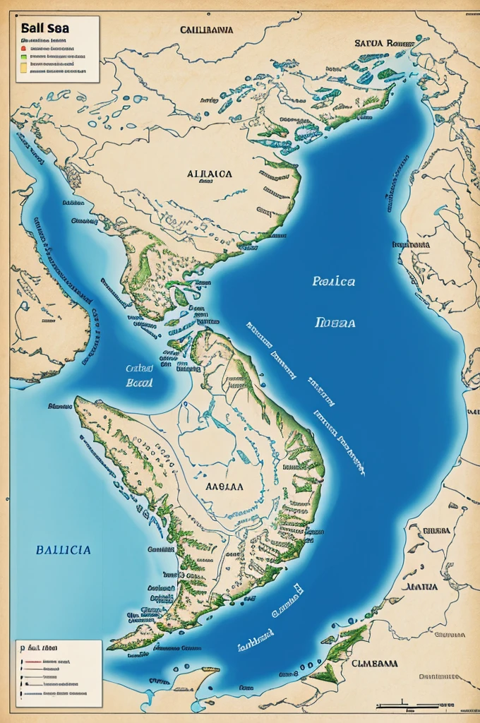 create a simple Drawing in one whole bond paper.  Inside of the Mediterranean there is Baltic sea,  Black sea or dead sea, Red sea, gulf area, North sea, Wider Caribbean Region, Antarctic Area then put the country that is near to the sea 