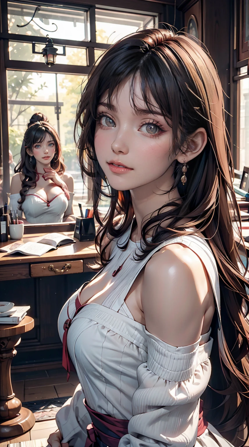 Three Asian women taking a photo in a room, Ulzzang, Three sisters looking in the mirror, 8K)), Popular Korean makeup, Profile picture, beautiful girl, 8K selfie photo, Cute - Nice - Face, Popular Korean makeup, Shision Wu, pretty girl, Korean Girls, avatar Profile picture, sakimichan, very high quality, Surreal Realism, Super polished, high quality, 8K resolution, Diverse styles, Exposing shoulders without exposing breasts,