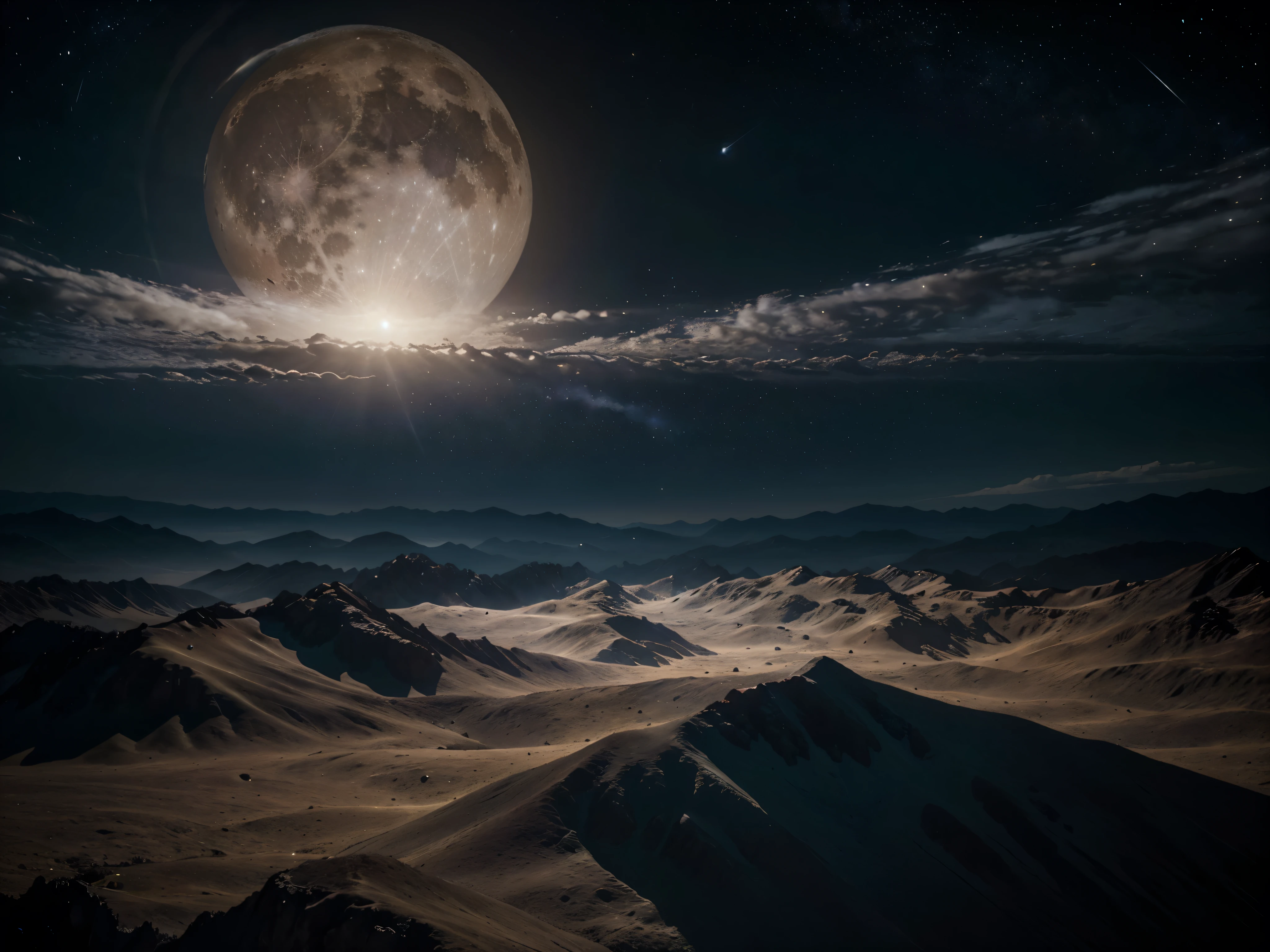 (best quality,4k,8k,highres,masterpiece:1.2),ultra-detailed,(realistic,photorealistic,photo-realistic:1.37),earth,moon,celestial bodies,galaxy,cosmic landscape,planetary atmosphere,stars,nebulae,cinematic lighting,dramatic lighting,epic scale,cinematic composition,muted colors,deep space,beautiful detailed earth,beautiful detailed moon,highly detailed,hyper realistic,awe-inspiring