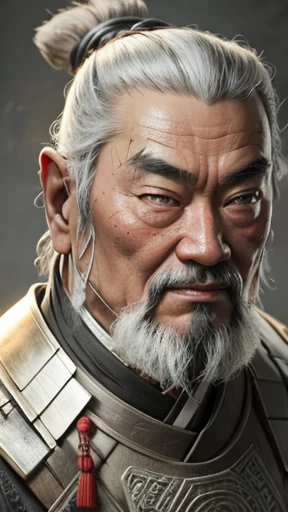 Oriental、Old man wearing ancient Chinese armor、Old man with ancient Chinese hairstyle、Three Kingdomultiple warlords、Highest quality、masterpiece、Ultra-high resolution、(Photorealistic:1.4)、Game Poster、