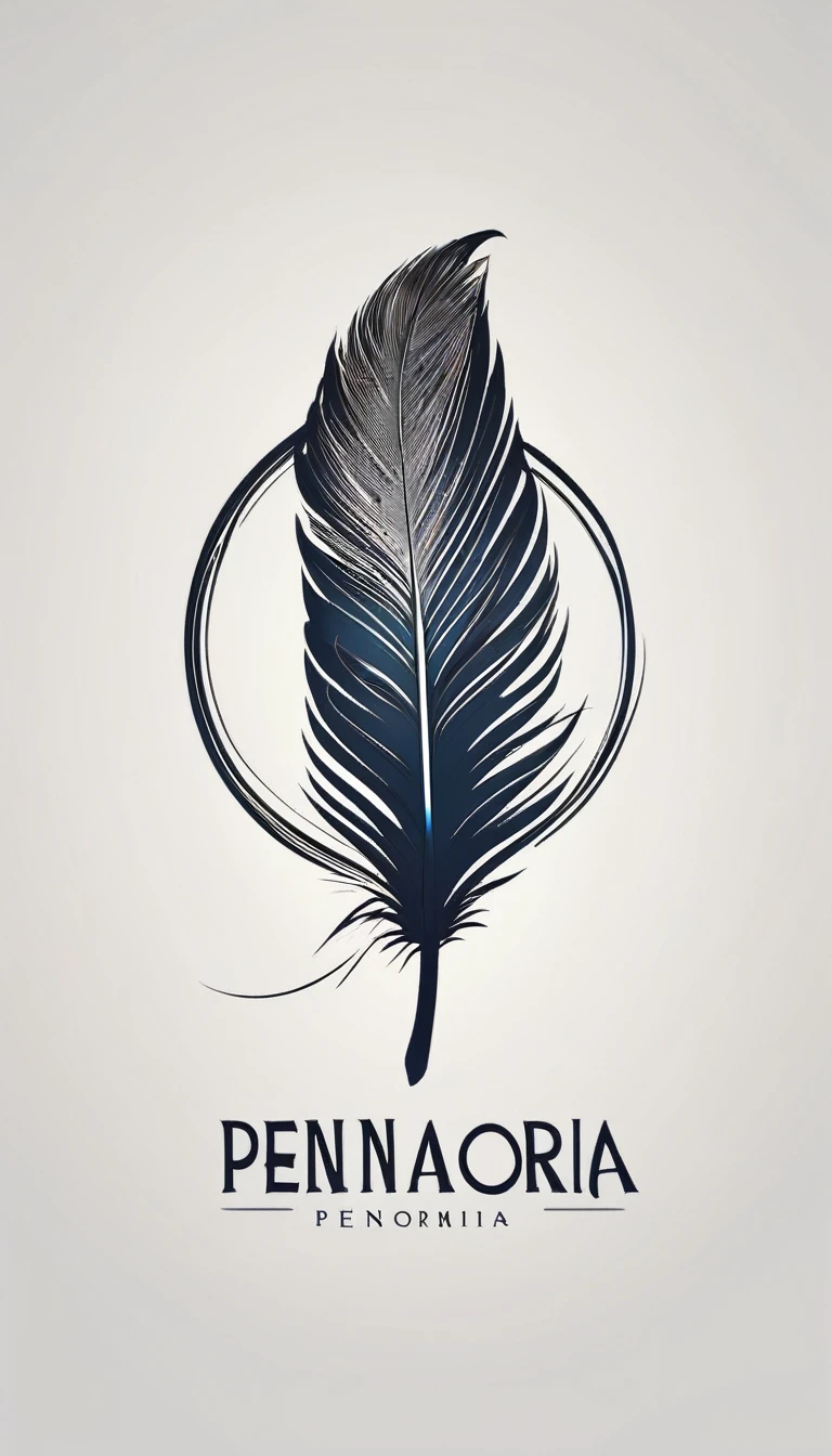 Create a minimal, modern, simple, inspirational, memorable, dream like logo design of a boy and a feather for the brand “Penamemoria".
