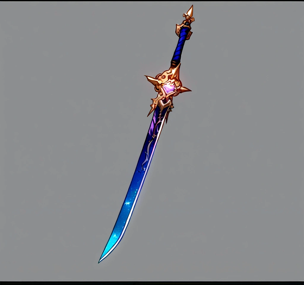 Close-up of purple and blue swords，There is a star on the sword, Magic Sword, sci-fi sword, Sword Design, Fantasy Sword, Shining Sword, Fantasy weapons, Role Playing Game Items, Sword weapons, Beautiful sword, shinning sword, Fantasy RPG Weapon Art, Huge sword, Intricate Fantasy Spear, Great Sword, Fantasy Sword of warrior, Fantasy Blade