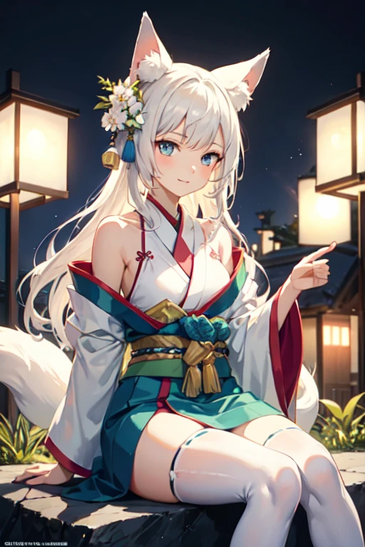 Animal ears　girl　A Chinese dress with a delicate red pattern　Big Breasts　The moment of heel drop