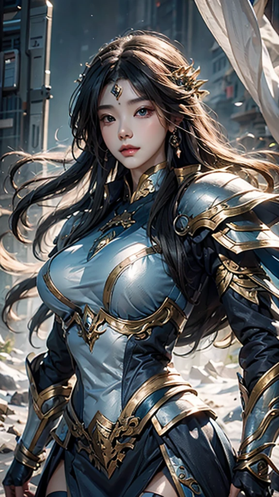 a close up of a woman in a silver and blue dress, chengwei pan on artstation, by Yang J, detailed fantasy art, stunning character art, fanart best artstation, epic exquisite character art, beautiful armor, extremely detailed artgerm, detailed digital anime art, artgerm on artstation pixiv, armor girl