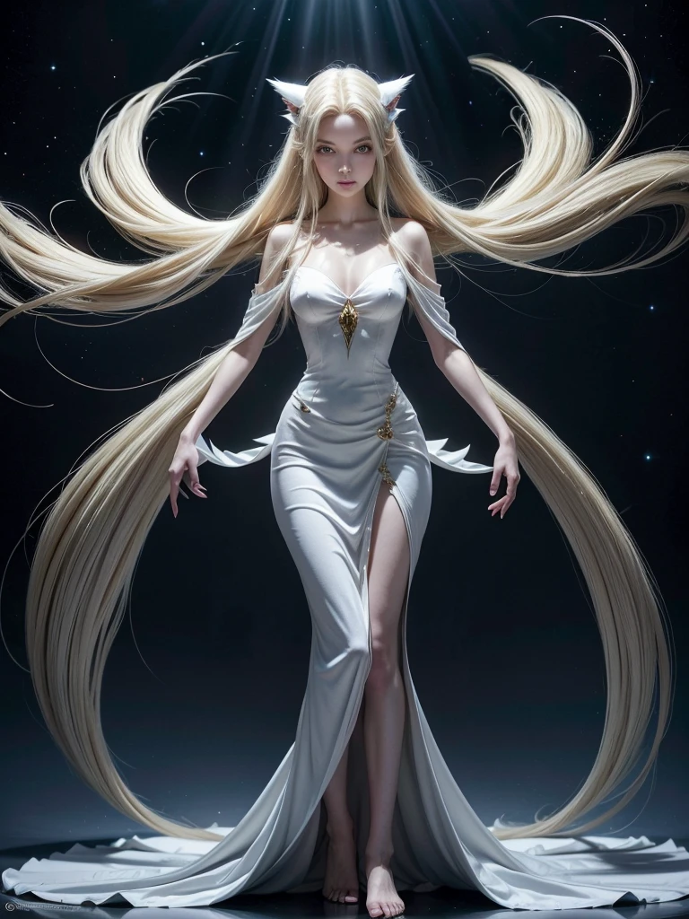 Top quality, masterpiece, upper body, Russian woman, (Adult: 1.6), (gentle smile: 0.4), Braided blonde hair, emerald eyes, medieval white sundress, Suspended light particles, center, looking diagonally upwards, profile
emerald eyes,
space strapless dress,
airborne light particles, center,