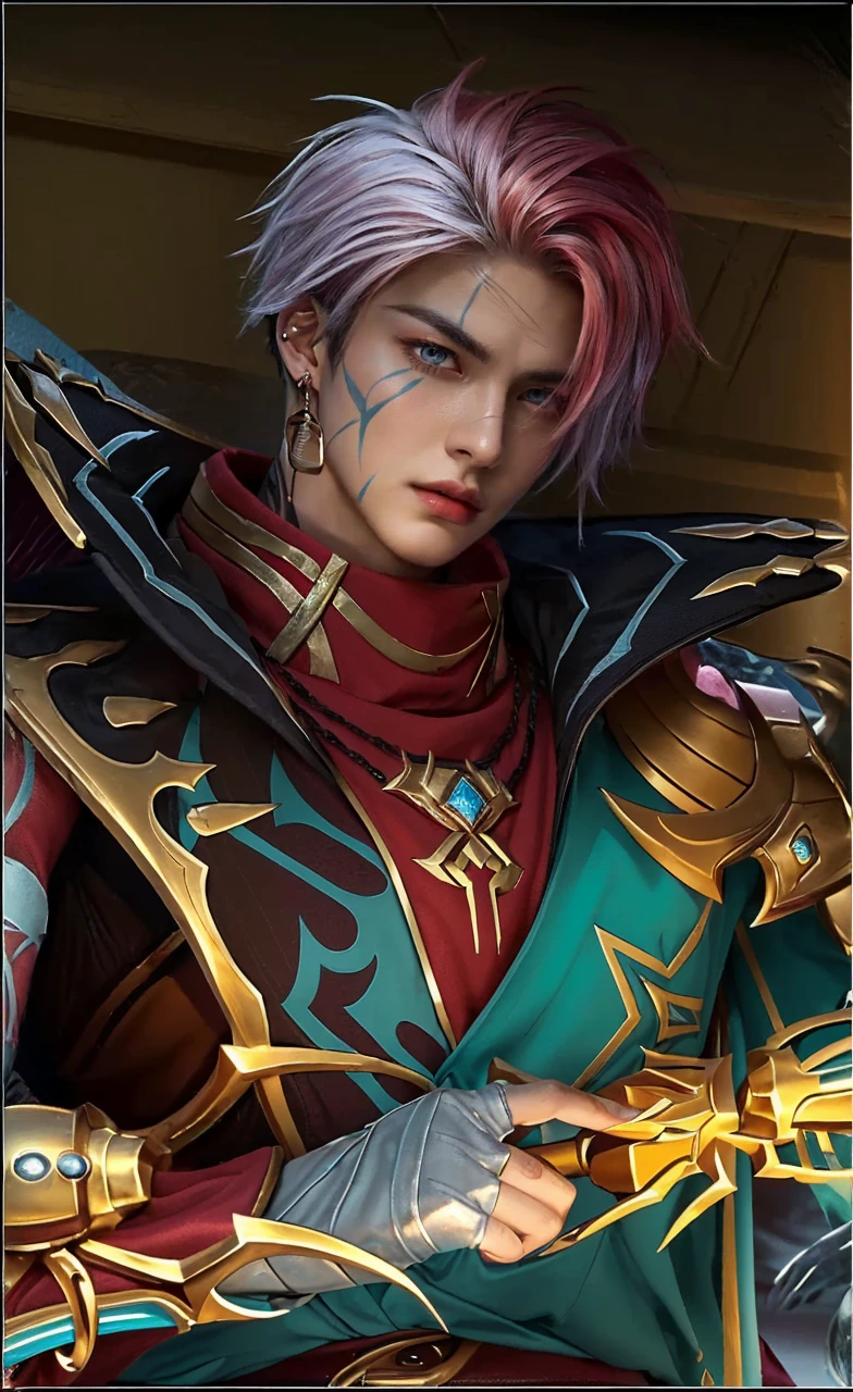 (8K, photo in RAW format, beste-Qualit, tmasterpiece: 1.2), ultradetailed, official arts, photorealestic:1.37, upper body face shot, Kefka Palazzo and Hisoka, film grains, action pose